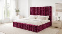 Crushed Velvet Aubergine - Carlton Channel Luxury Ottoman Storage Bed