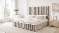 Crushed Velvet Mink - Carlton Channel Luxury Ottoman Storage Bed
