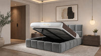 Plush Velvet Steel - Aurelius Cloud Luxury Upholstered Ottoman Storage Bed