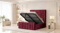 Crushed Velvet Aubergine - Langham Column Luxury Panelled Ottoman Storage Bed