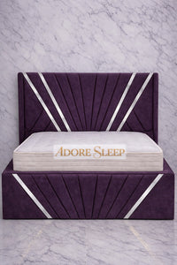 Naples Purple - Bat Radiance Luxury Panel Bed Frame with Silver Strip – Upholstered