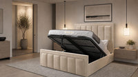 Plush Velvet Beige - Belgravia Regent Luxury Panelled Ottoman Storage Bed