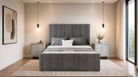 Naples Slate Grey - Valentina Linear Luxury Upholstered Bed Frame