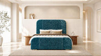 Crushed Velvet Teal - Beaumont Arc Luxury Ribbed Ottoman Storage Bed