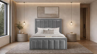 Plush Velvet Steel - Belgravia Regent Luxury Panelled Ottoman Storage Bed
