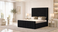 Naples Black - Langham Column Luxury Panelled Ottoman Storage Bed