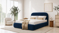 Plush Velvet Sapphire - Ellington Curve Luxury Upholstered Ottoman Storage Bed