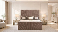 Naples Mink - Riviera Fan Luxury Sculpted Ottoman Storage Bed