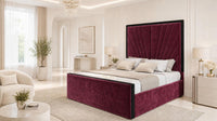 Crushed Velvet Aubergine - Gatsby Sunray Luxury Art Deco Upholstered Bed Frame