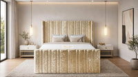 Crushed Velvet Gold - Kensington Fluted Luxury Ottoman Storage Bed