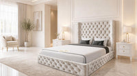 Crushed Velvet Cream - Claridge Chesterfield Luxury Deep-Button Ottoman Storage Bed