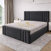 Naples Charcoal - Astoria Luxe Luxury Vertical Panelled Upholstered Bed Frame