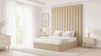 Naples Sand - Alisha Gold Strip Grandline Luxury Floor-Standing Ottoman Storage Bed