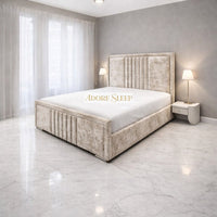 Crushed Velvet Champagne - Riviera Maison Luxury Panelled Upholstered Bed Frame