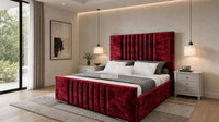 Crushed Velvet Red - Belgravia Luxury Ottoman Storage Bed – Premium Upholstered Gas Lift Bed Frame