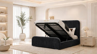 Naples Black - Beaumont Arc Luxury Ribbed Ottoman Storage Bed