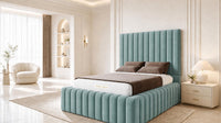 Plush Velvet Duck Egg - Dorchester Wraparound Luxury Channelled Ottoman Storage Bed
