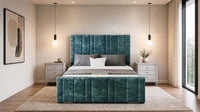 Crushed Velvet Teal - Valentina Linear Luxury Upholstered Bed Frame