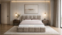 Crushed Velvet Mink - Aurelius Cloud Luxury Upholstered Ottoman Storage Bed