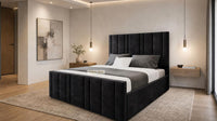 Naples Black - Valentina Linear Luxury Upholstered Bed Frame
