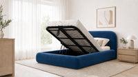 Naples Blue - Ellington Curve Luxury Upholstered Ottoman Storage Bed