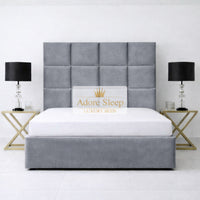 Plush Velvet Grey - Kensington Royale Luxury Ottoman Divan Storage Bed Frame – Premium Panelled Headboard