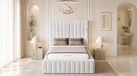Crushed Velvet White - Dorchester Wraparound Luxury Channelled Ottoman Storage Bed