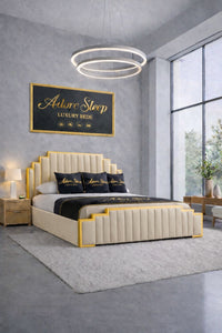 Naples Cream - Imperial Elan Luxury Art Deco Upholstered Bed Frame