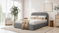 Plush Velvet Steel - Ellington Curve Luxury Upholstered Ottoman Storage Bed