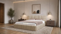 Plush Velvet Beige - Aurelius Cloud Luxury Upholstered Ottoman Storage Bed