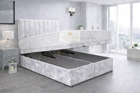 Crushed Velvet White - Regency Lined Panel Luxury Solid Ottoman Storage Bed Frame
