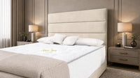 Naples Cream - Monaco Luxe Luxury Divan Bed – Premium Upholstered Panelled Headboard with Storage