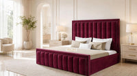Plush Velvet Maroon - Buckingham Tailored Luxury Panelled Ottoman Storage Bed