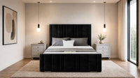 Plush Velvet Black - Valentina Linear Luxury Upholstered Bed Frame