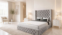 Plush Velvet Silver - Claridge Chesterfield Luxury Deep-Button Ottoman Storage Bed