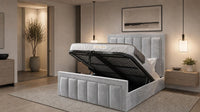 Plush Velvet Silver - Belgravia Regent Luxury Panelled Ottoman Storage Bed
