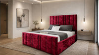 Crushed Velvet Red - Valentina Linear Luxury Upholstered Bed Frame