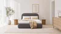 Naples Slate Grey - Ellington Curve Luxury Upholstered Ottoman Storage Bed