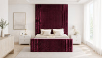 Crushed Velvet Aubergine - Mayfair Grand Fluted Luxury Upholstered Bed Frame