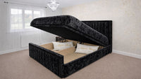 Crushed Velvet Black - Kensington Prestige Ottoman Divan Upholstered Bed Frame