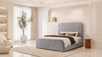 Plush Velvet Silver - Beaumont Arc Luxury Ribbed Ottoman Storage Bed