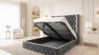Naples Slate Grey - Claridge Chesterfield Luxury Deep-Button Ottoman Storage Bed