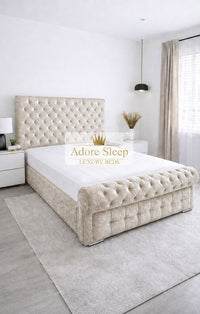 Crushed Velvet Cream - Kensington Royale Luxury Chesterfield Upholstered Bed Frame