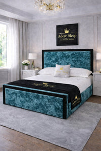 Crushed Velvet Teal - Imperial Regent Luxury Upholstered Bed Frame