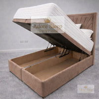 Naples Mink - Aurelia Regent Luxury Upholstered Ottoman Divan Bed Frame with Storage