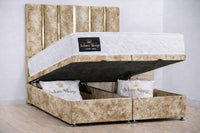Crushed Velvet Gold - Verona Luxe Ottoman Divan Storage Bed Frame – Luxury Upholstered Bed with Lift-Up Storage
