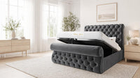 Naples Slate Grey - Windsor Chesterfield Luxury Scroll Bed Frame