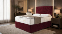 Plush Velvet Maroon - Aurelia Luxury Sunburst Divan Bed – Designer Upholstered Bed Frame