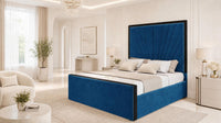 Naples Blue - Gatsby Sunray Luxury Art Deco Upholstered Bed Frame