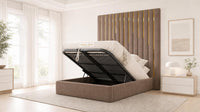 Naples Mink - Alisha Gold Strip Grandline Luxury Floor-Standing Ottoman Storage Bed